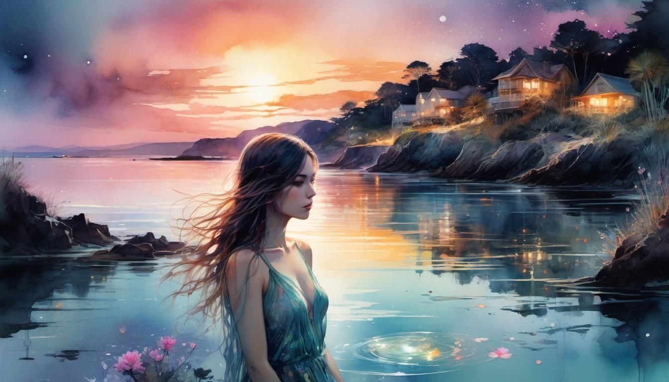 Bio-Luminescent Waters: Digital Watercolor Summerscape
