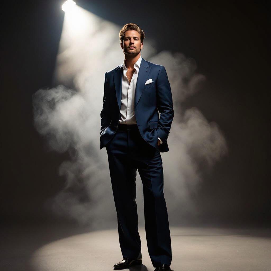 Cinematic Studio Portrait of Man in Luxury Suit