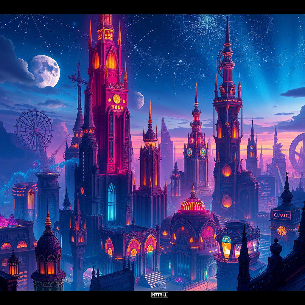 Fantastical Cityscape at Dusk
