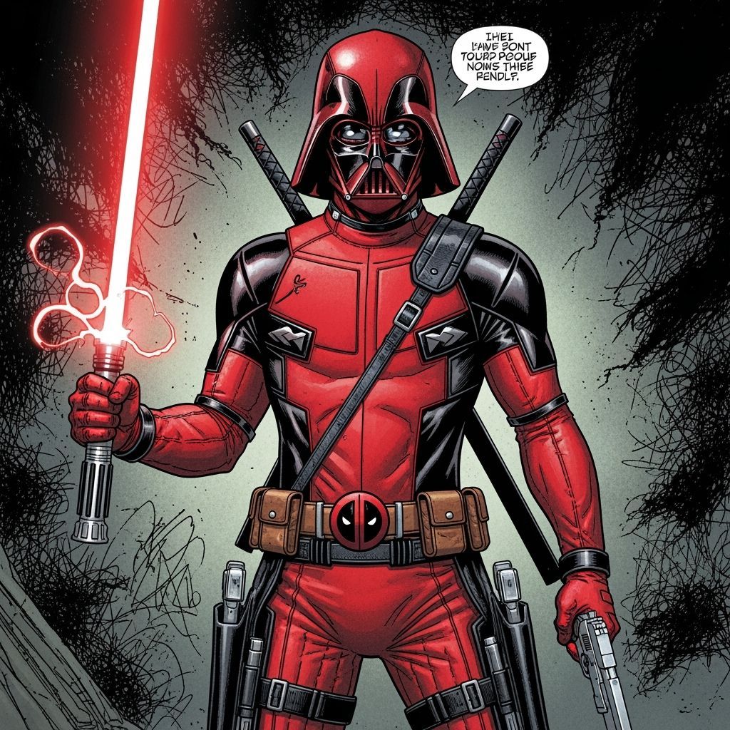 Darth Vader as Deadpool in Comic Book Style