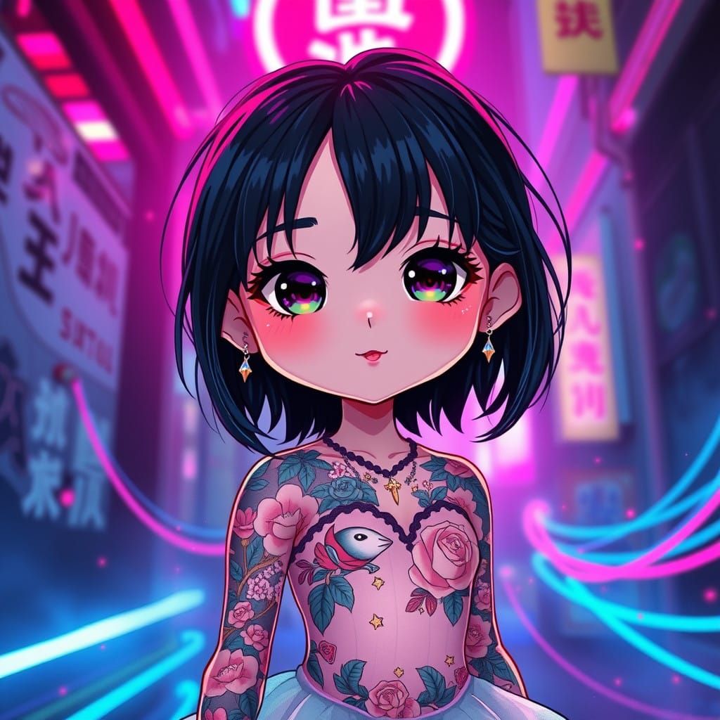 Japanese Pop Art Ballerina with Edgy Flair