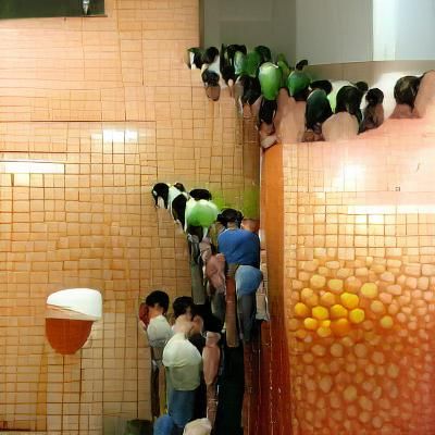 People Queueing for Urinal
