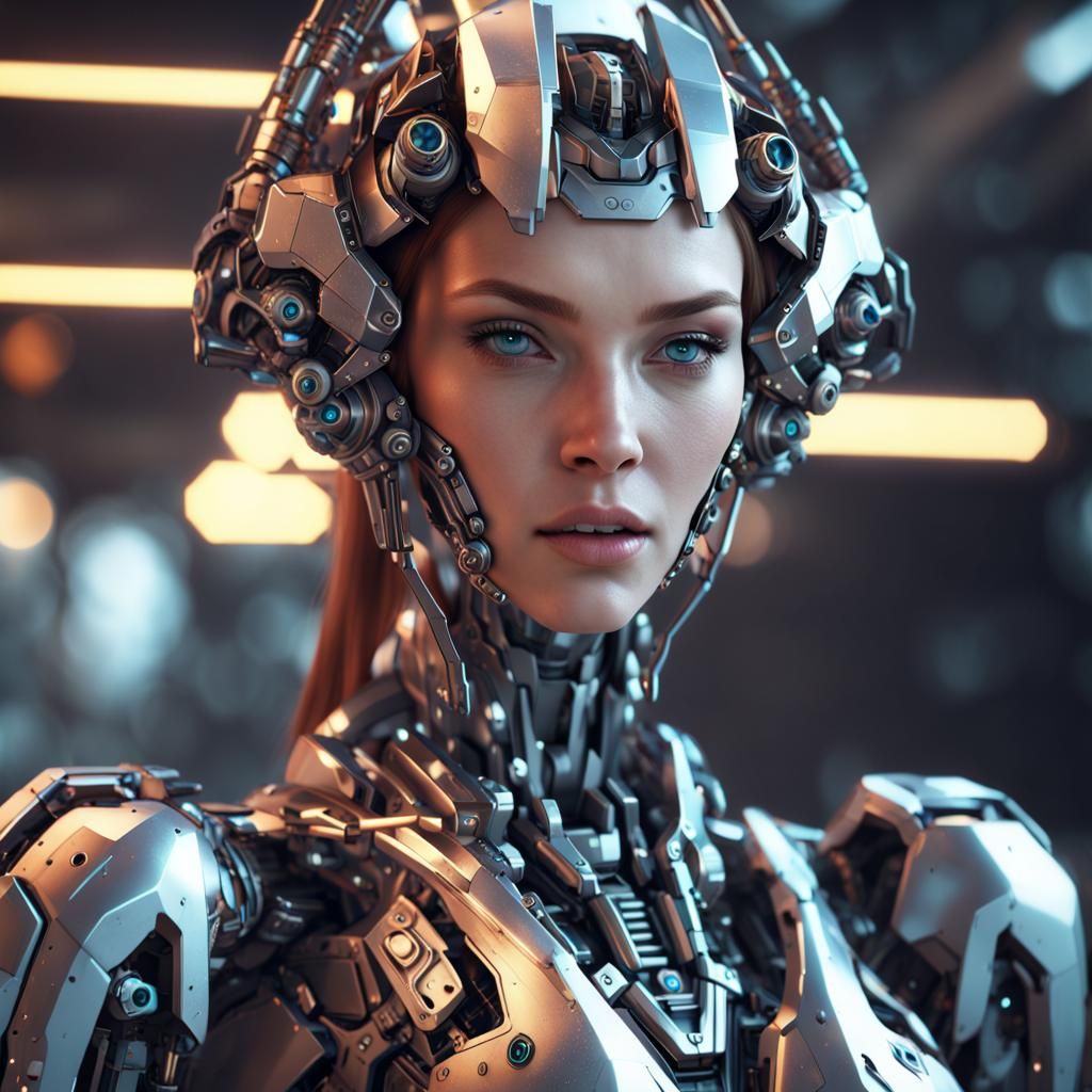 Futuristic Mecha Girl with Cyberware in 8K
