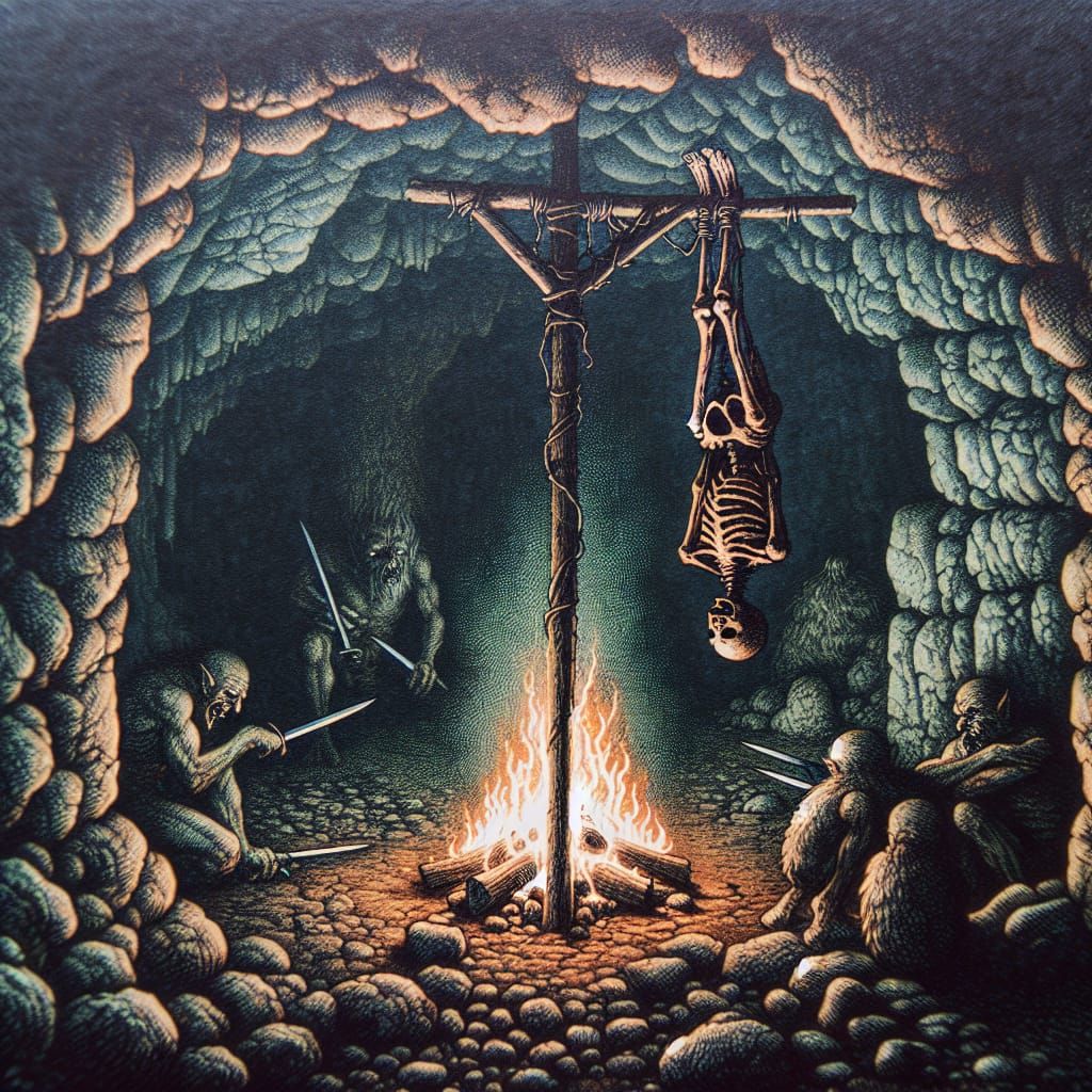 Menacing Goblin Hideout with Campfire