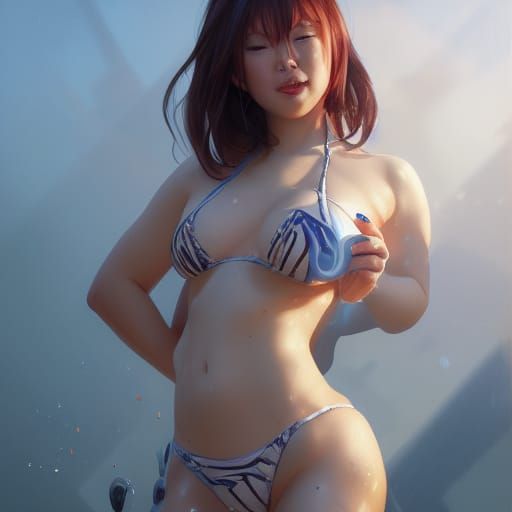 Woman Covered in Milk: Hyperdetailed Splash Art Portrait