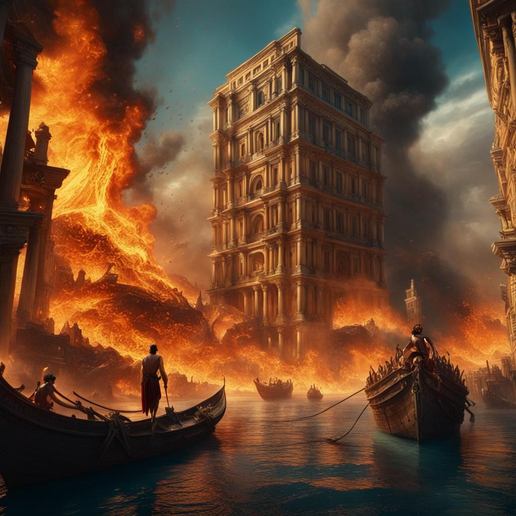 Aeneas's Flight from Troy: A Surrealist Vision