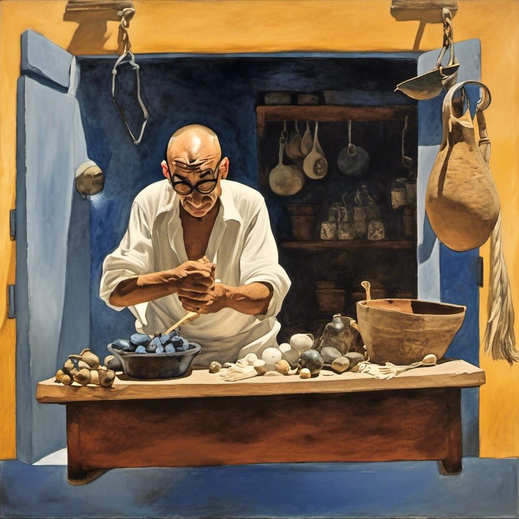 Enchanting Ancient Bazaar Scene in Wyeth Style