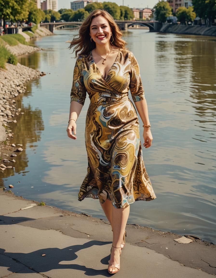 Psychedelic Watercolor Portrait of a Curvy Woman