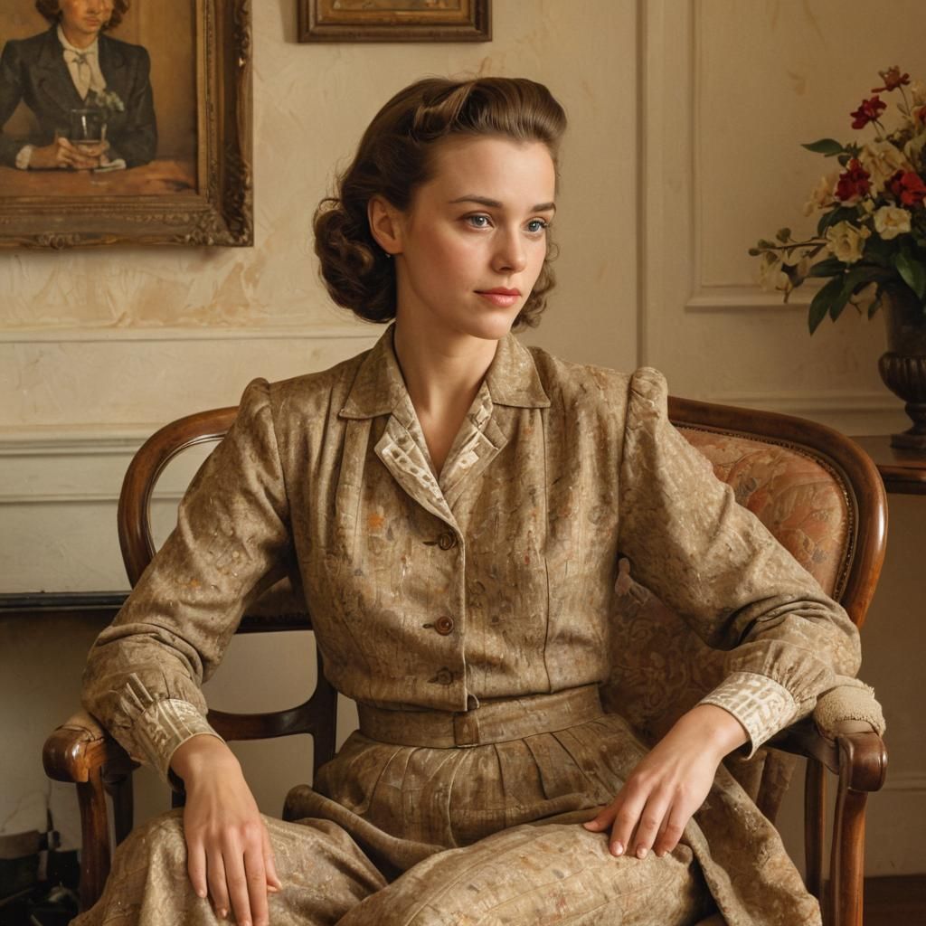 Elegant 1940s Portrait in Sepia Tones