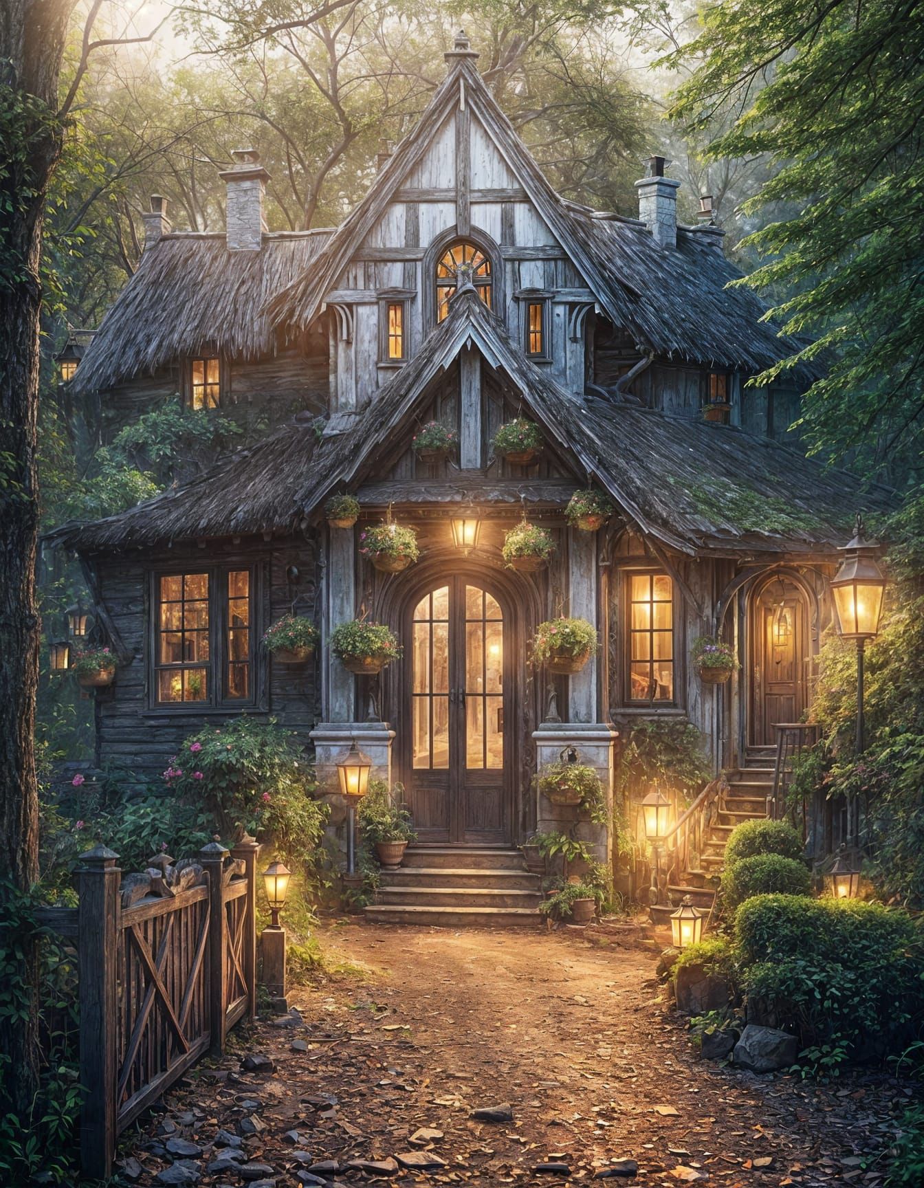 Cozy Cottage in Woods: Digital Matte Painting