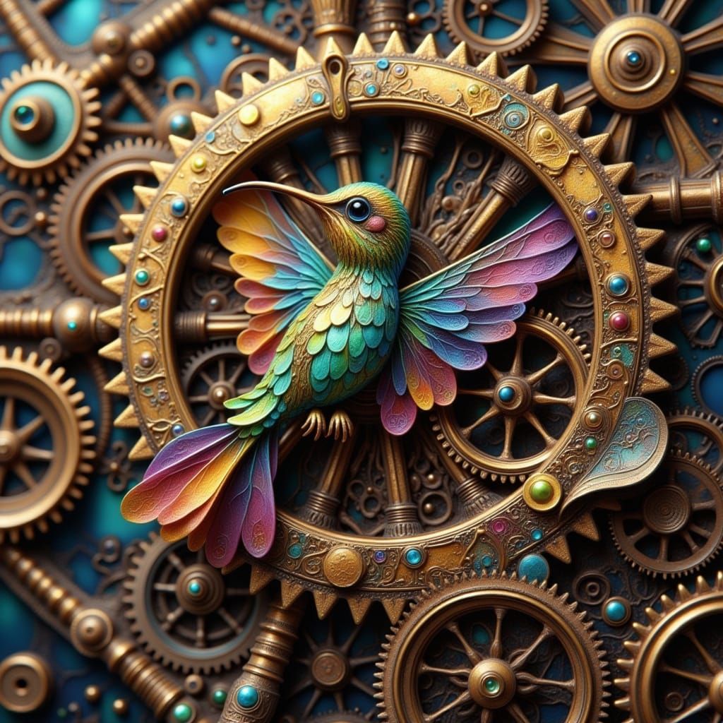 A steampunk hummingbird.