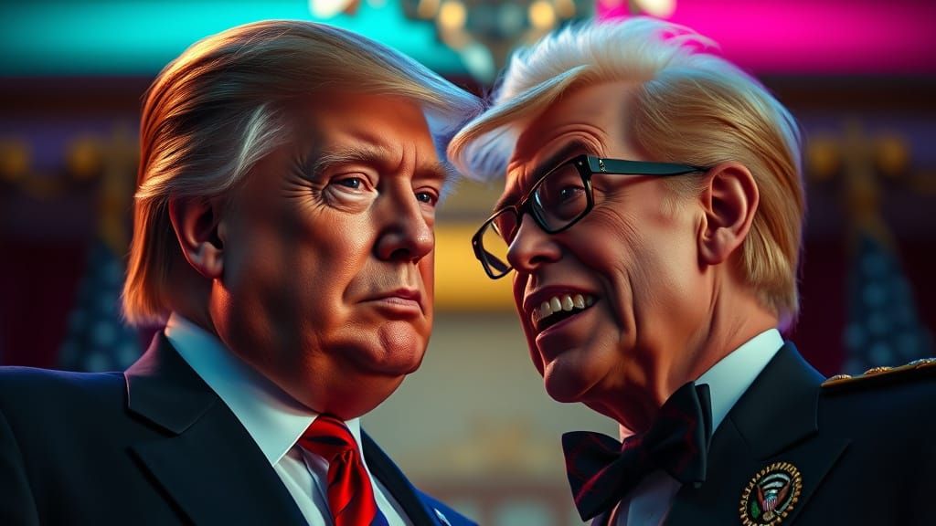 Hyper-Realistic Cinematic Film Still of Trump and Neuman as ...