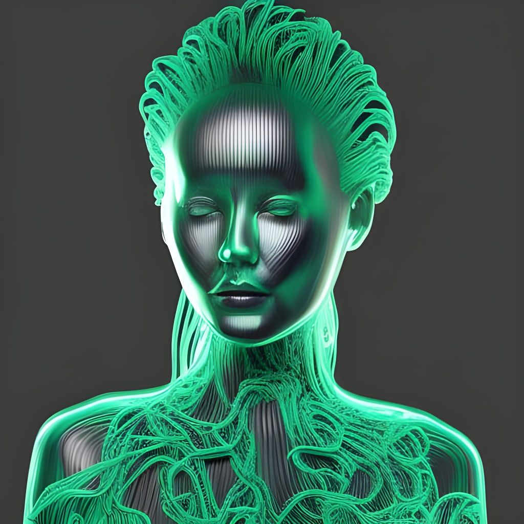 Neon Haired Woman Portrait in Hyperrealism Style