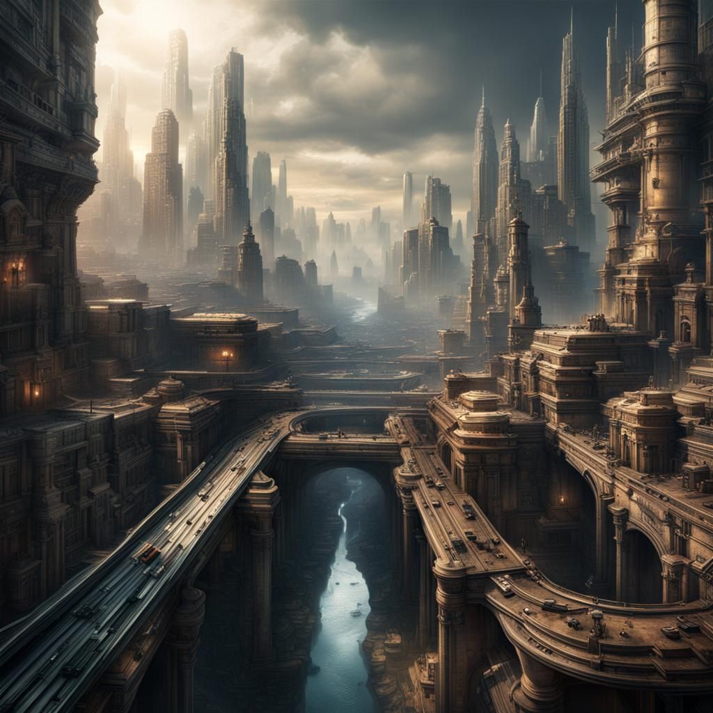 Epic Underground Technological City: Digital Matte Painting