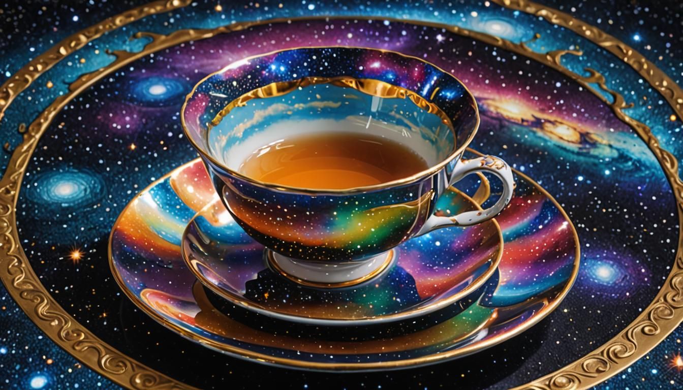 Teacup in Space: Kinetic Illusion Digital Art