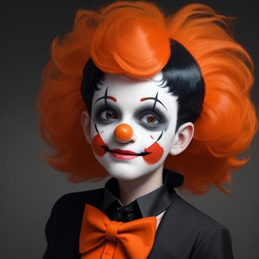 Boy in Clown Costume: Vibrant Oil Painting