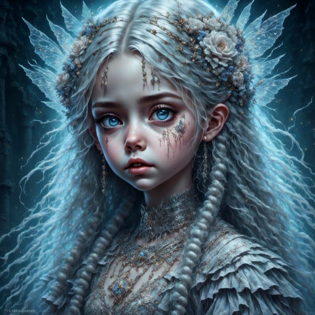 Cute Goth Girl with Large Eyes, Masterpiece Art