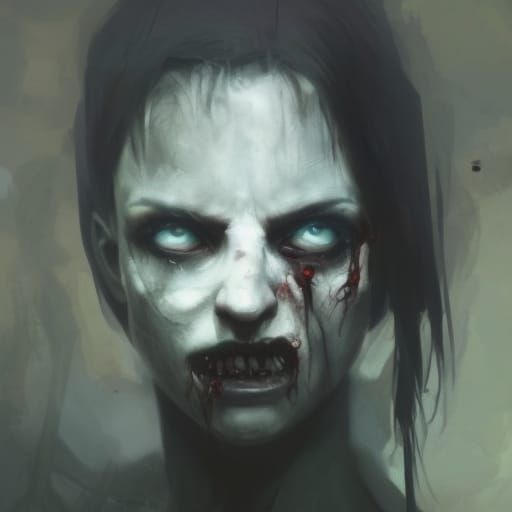 Evil Zombie Portrait in Fantasy Art Style
