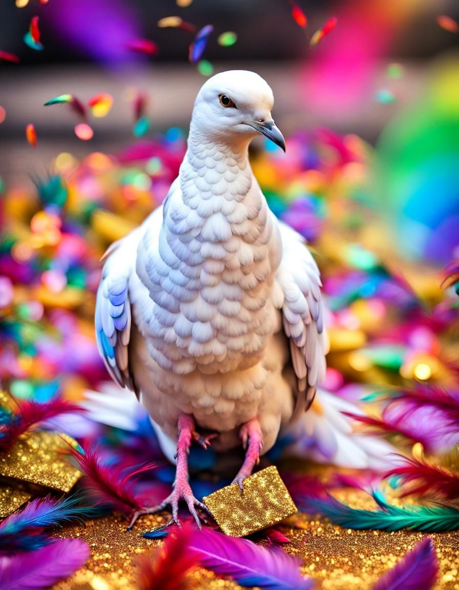 Multicolored Feathers Dance in a Rainbow Hdr Wonderland