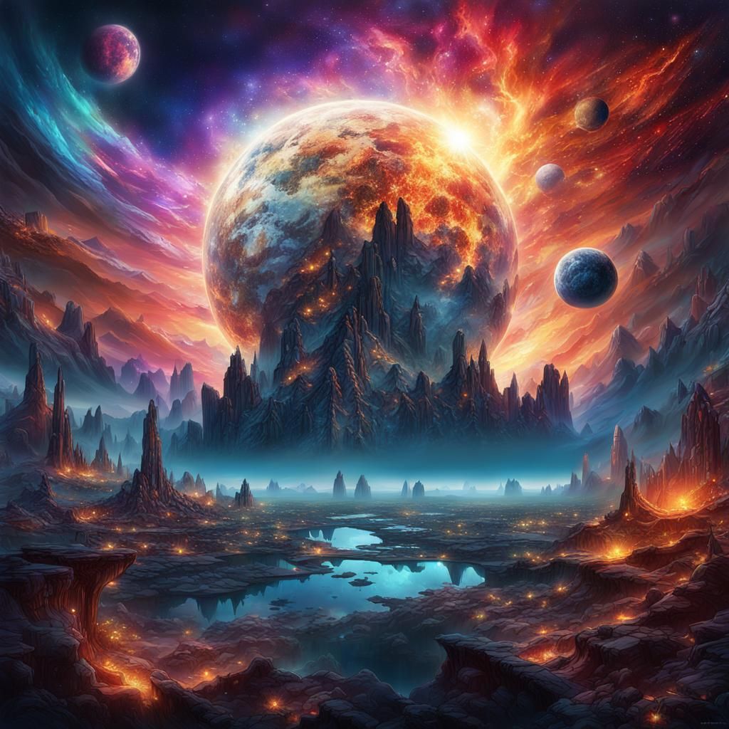 Apocalyptic Double Exposure Fantasy Art Poster