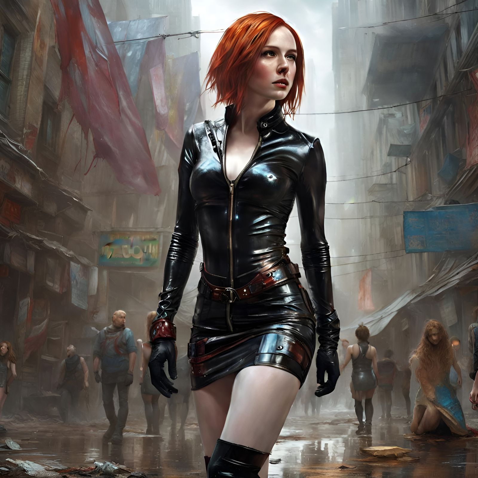 Karen Gillan in Latex Harness: Hyperdetailed Fantasy Art