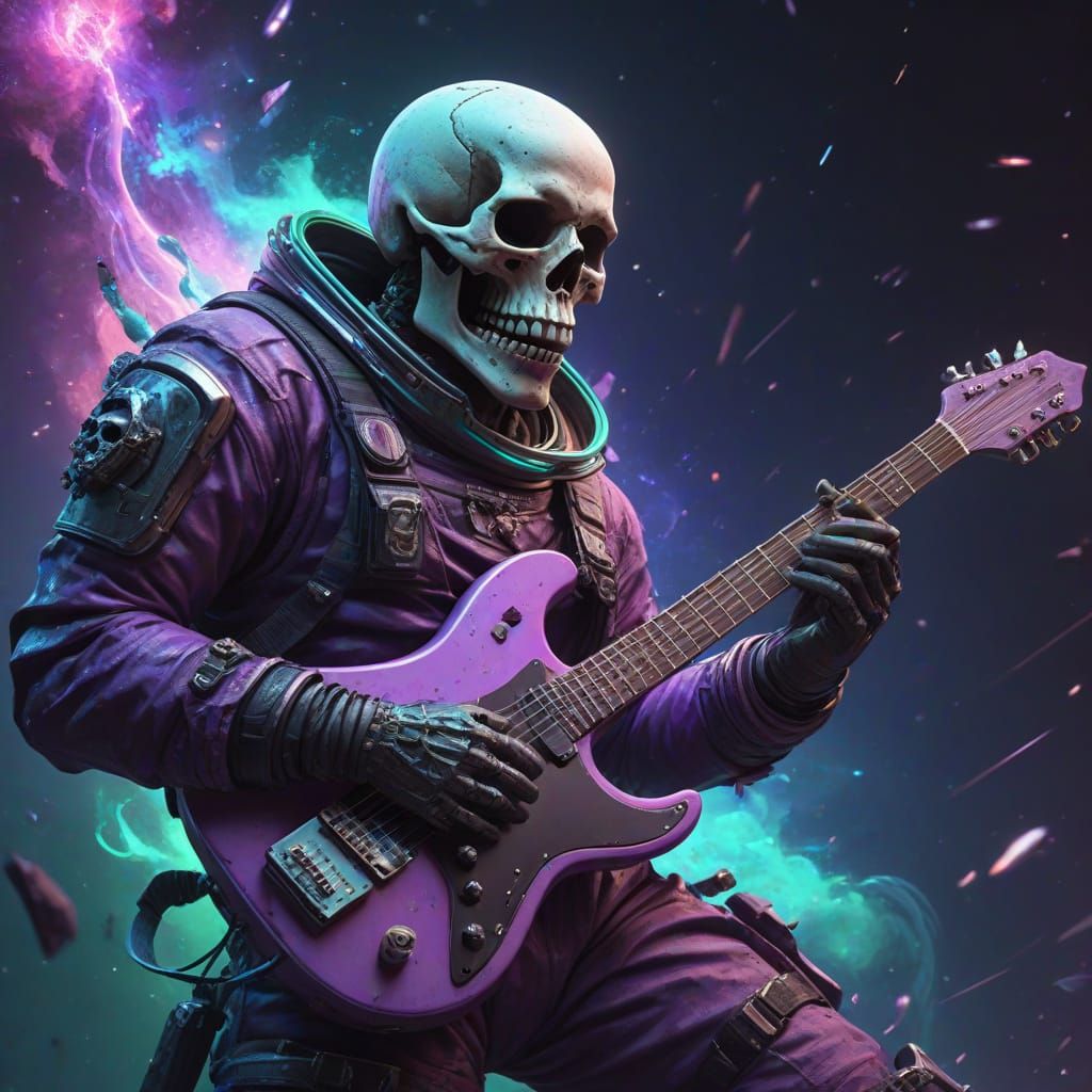 Astronaut Shreds Heavy Metal in Space: Digital Art