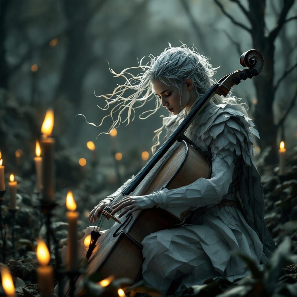 Viking Warrior Plays Cello in Surreal Paper Art