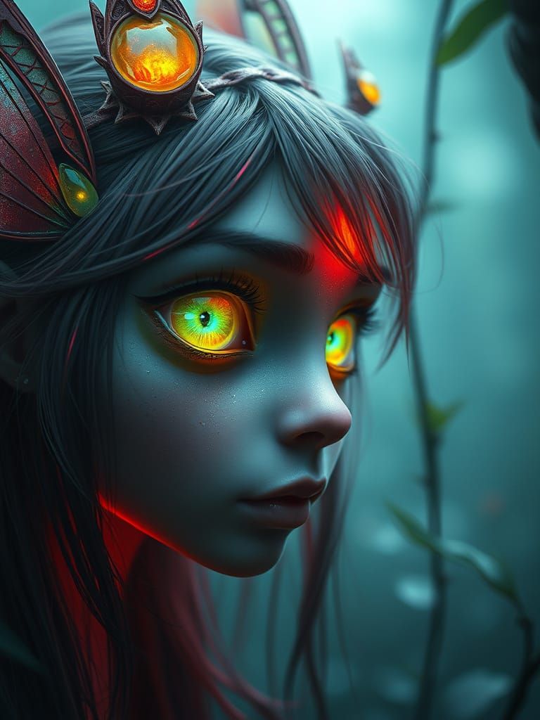 Aine Fairy in Misty Swamp, Ethereal Digital Painting