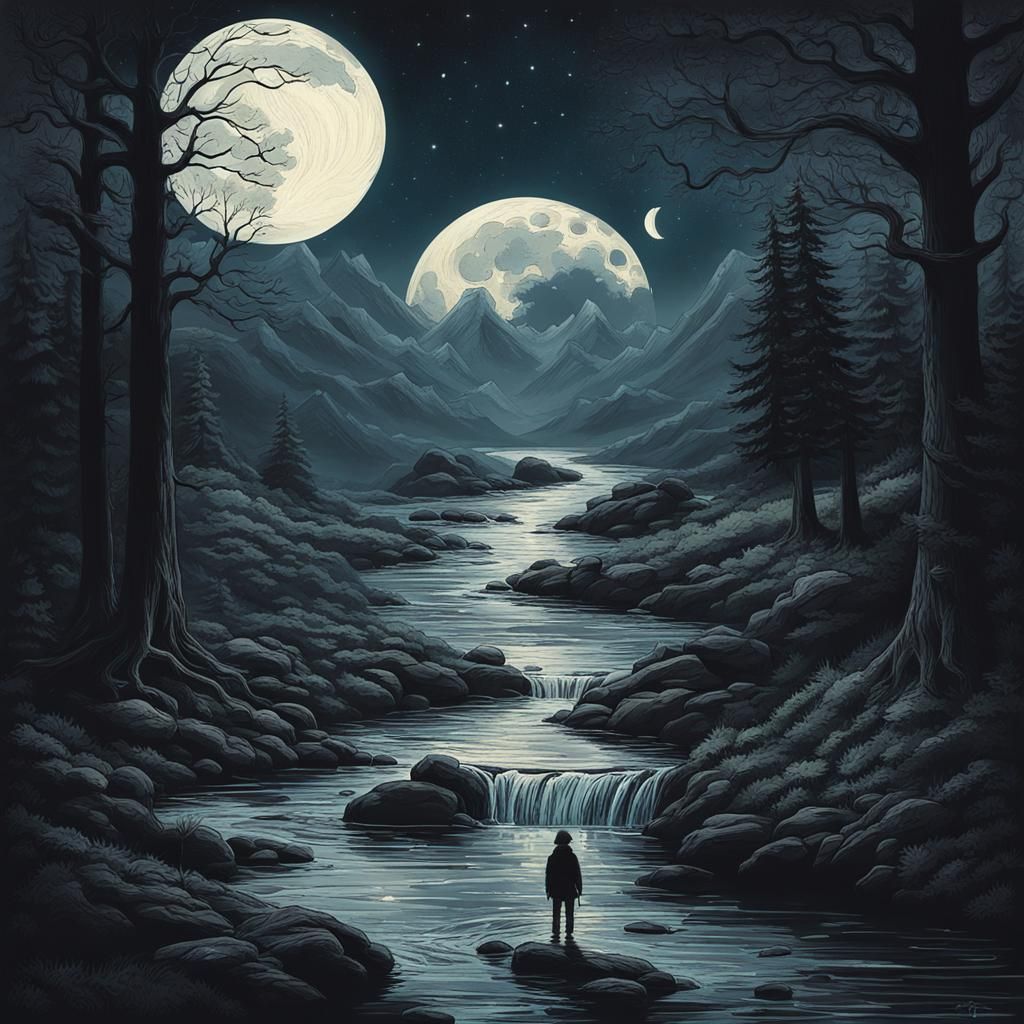 Moonlit Stream Beckons in the Night