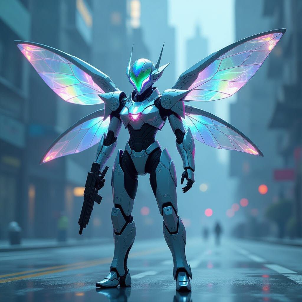 Cyborg Creature with Crystal Membranes and Bio-Weapons