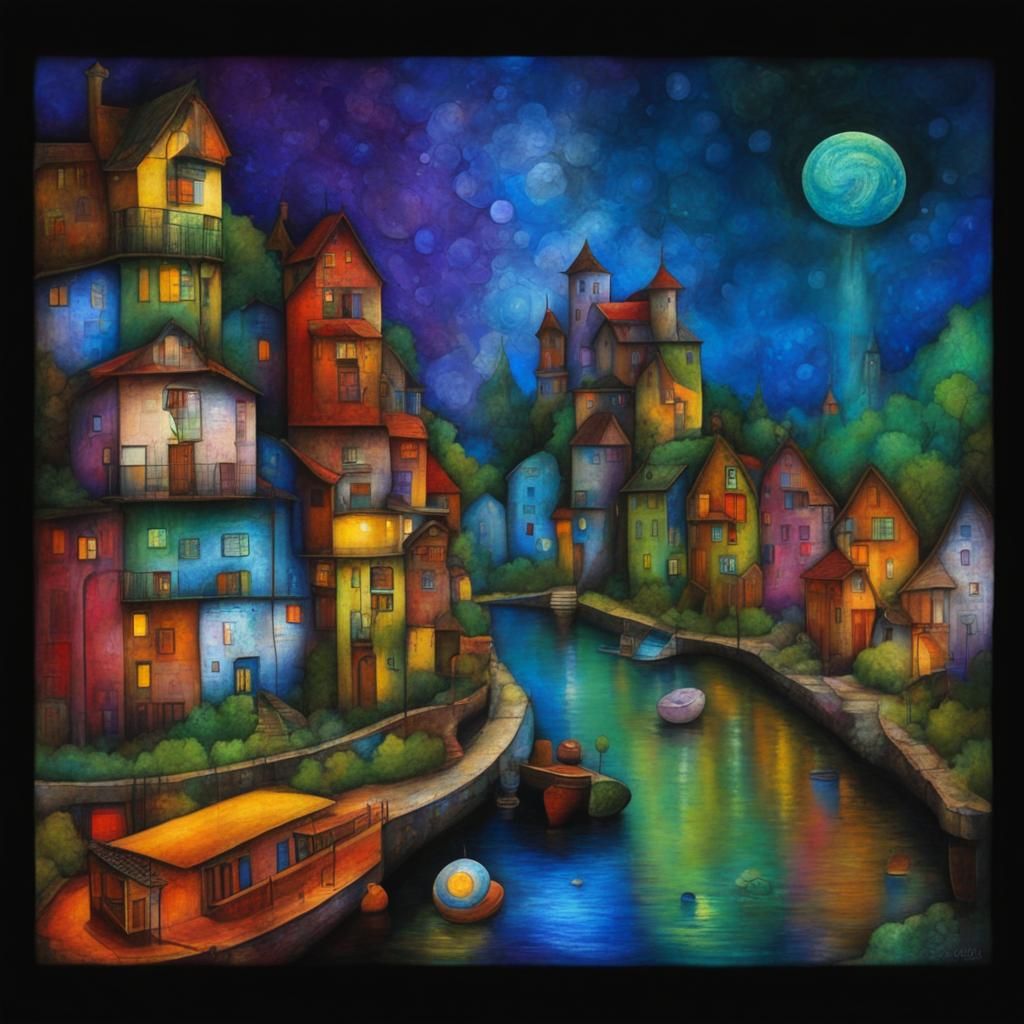 Surreal Dream in Cubist Mixed-Media Style