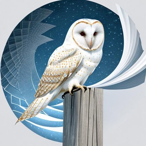 Stylized Starry Moon Snowy Owl!