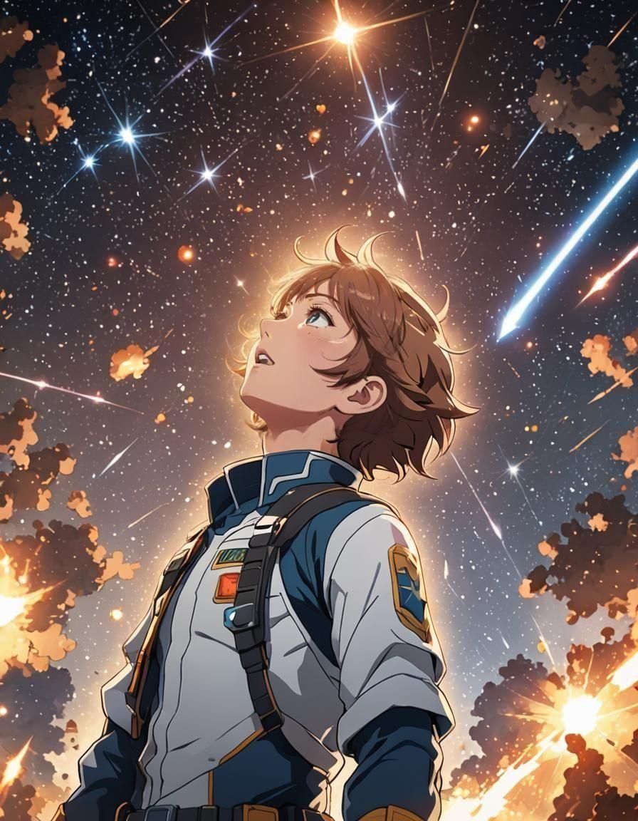 Majestic Stars Radiate Light in Anime Style