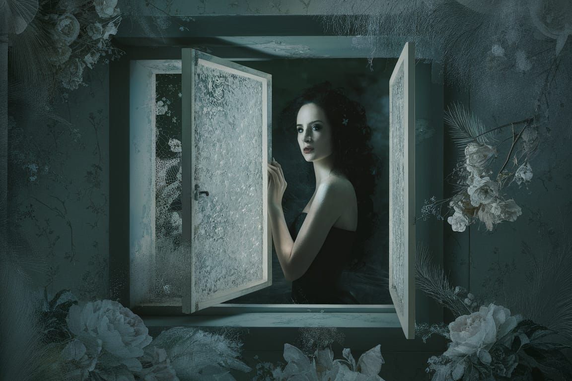 Ethereal Woman by Cubic Window with X-Raycoupage