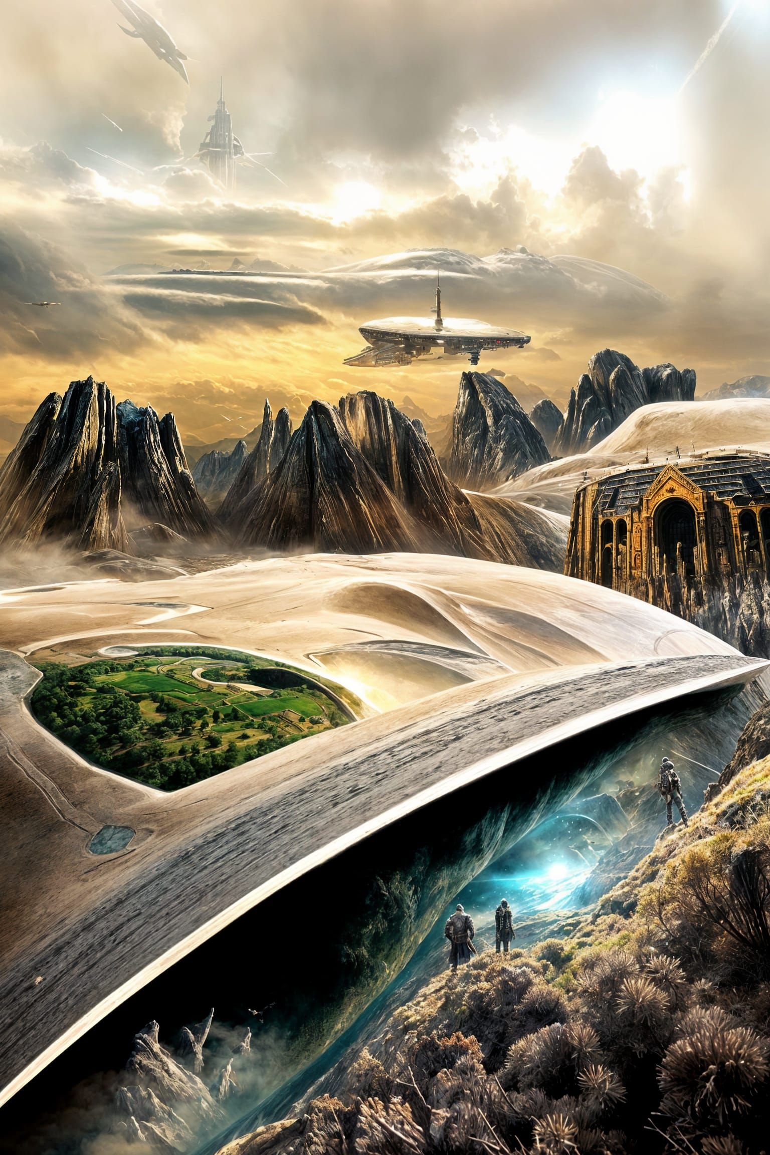 Mystical Cyberpunk Galaxy Landscape