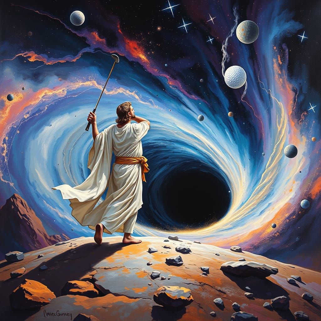 Ethereal Golf Scene in the Style of James Gurney's Oil Paint...