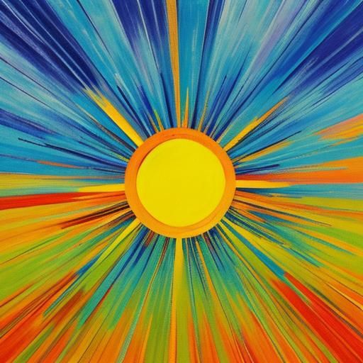 Abstract Sun Art in Complementary Colors