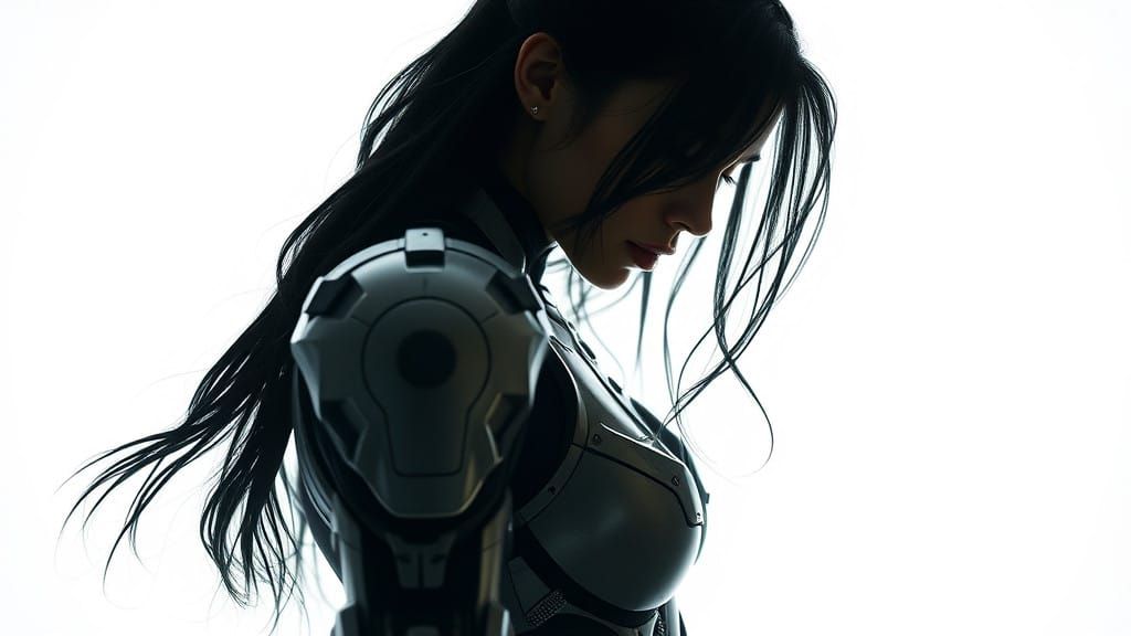 Cyberpunk Warrior in Intricate Mech Armour