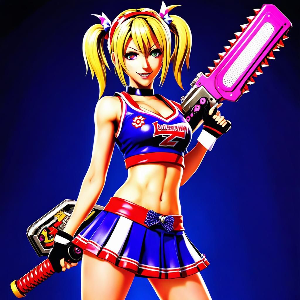 Anime Cheerleader Juliet Starling with Chainsaw