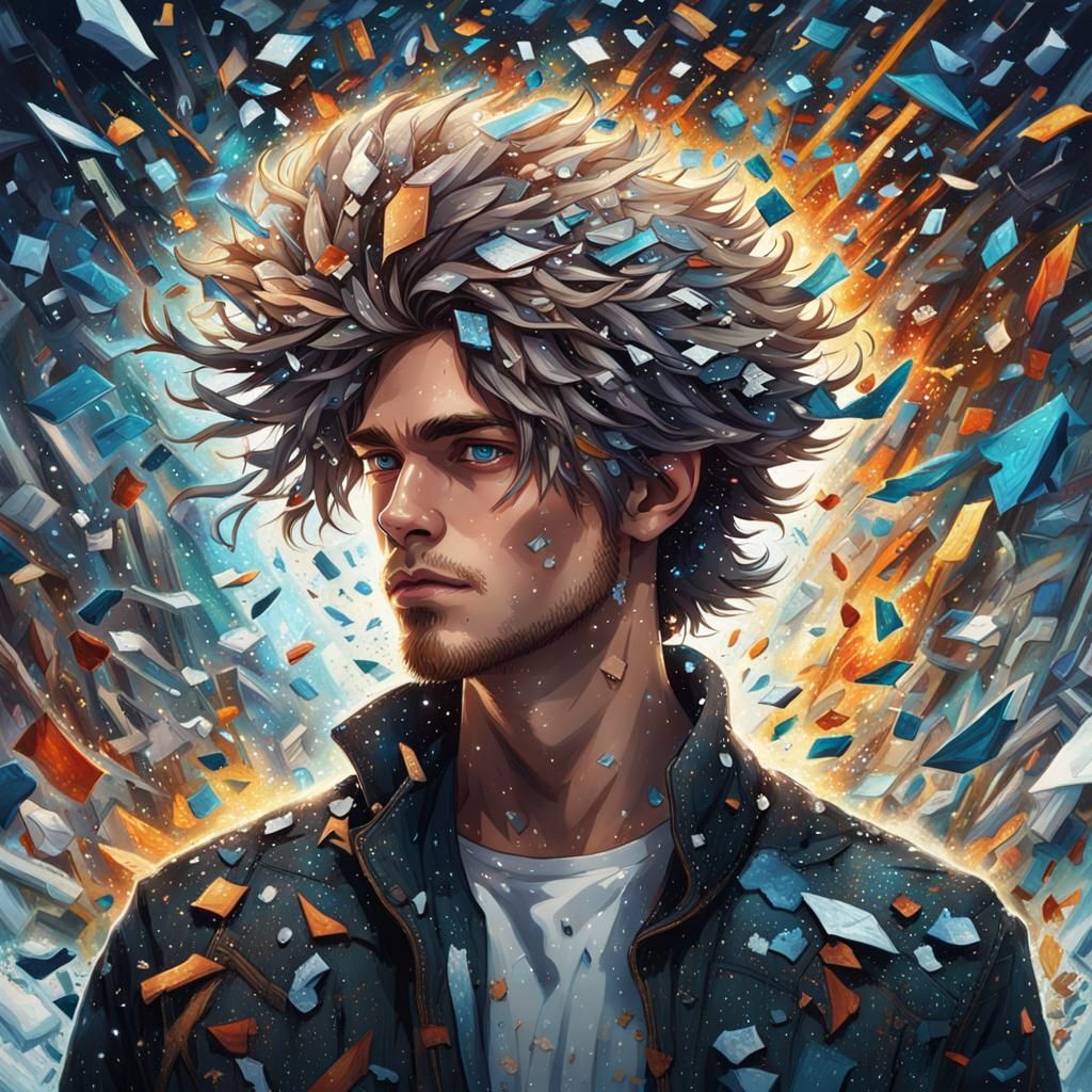 Artist Destroying Masterpiece in Hyper Detailed Digital Art