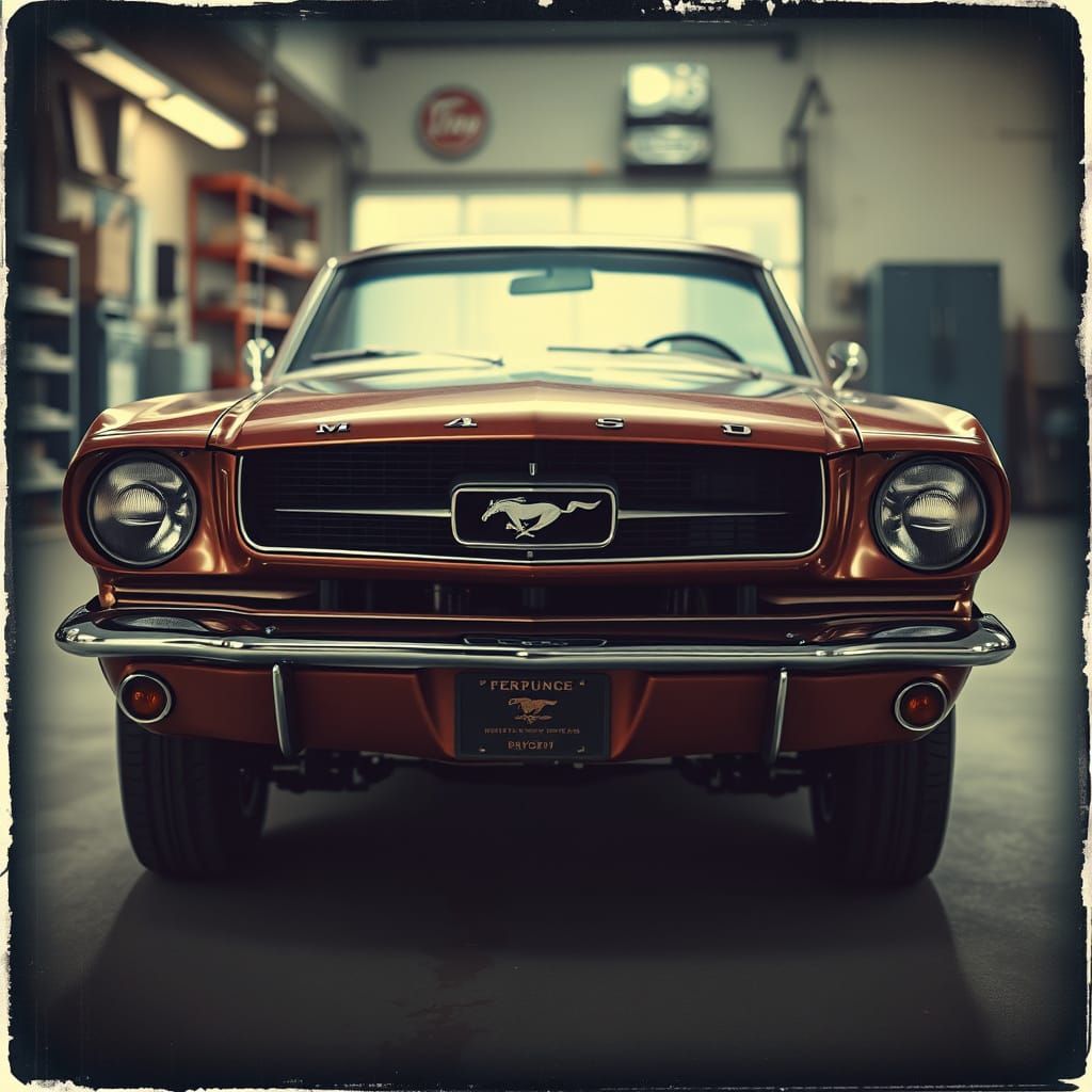 1965 Ford Mustang V8 Biomechanical Chrome Portrait