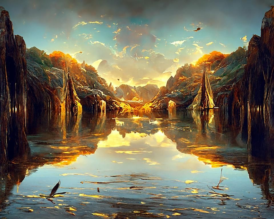 Honeycomb Ship Sailing on Gold Seas