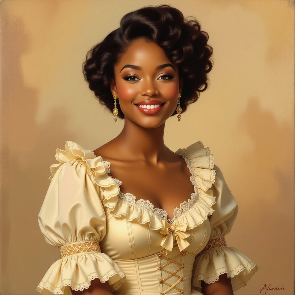 Elegant Gibson Girl Portrait in Oil Painting Style