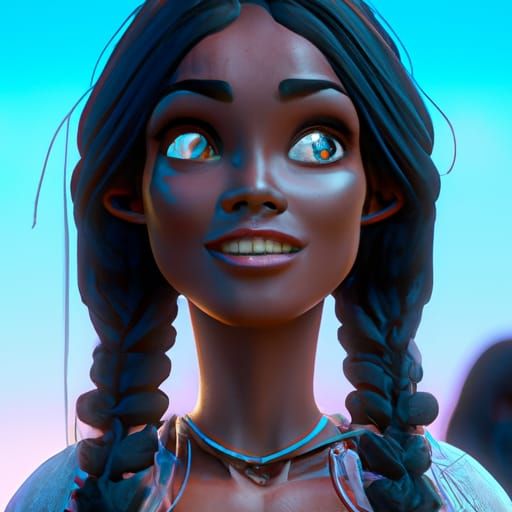 Black Woman with Braids: Pixar-Style 3D Art