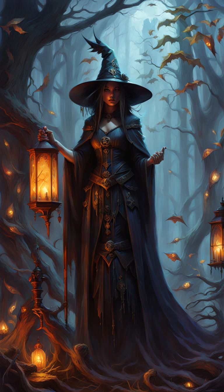 Haunted Witch in Aethercore Fantasy Style