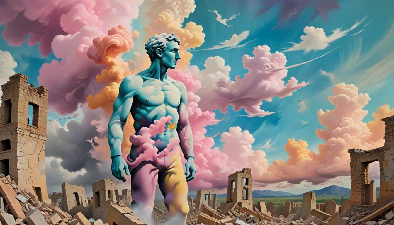 War-Torn City: Surreal Dadaist Airbrush Art