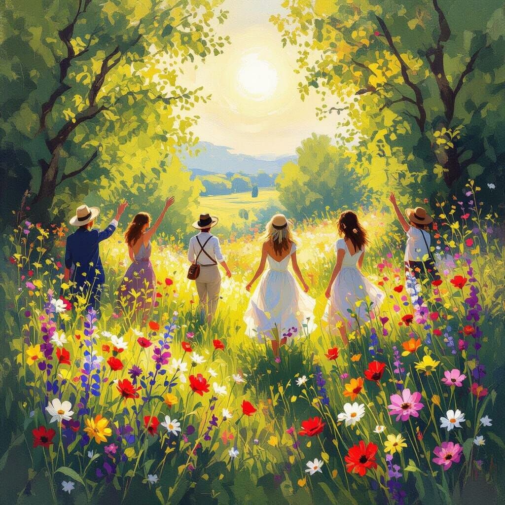 Impressionist Summer Solstice Celebration in Sunlight