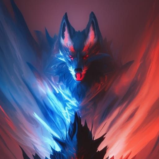 Demon King Fox in Dark Fantasy Style