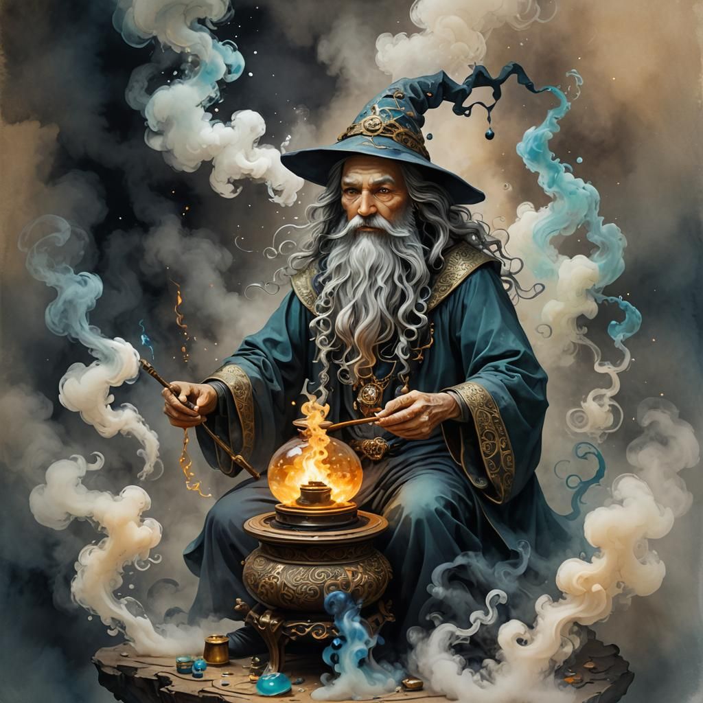 Cosmic Ink Wizard Diorama in Oriental Style