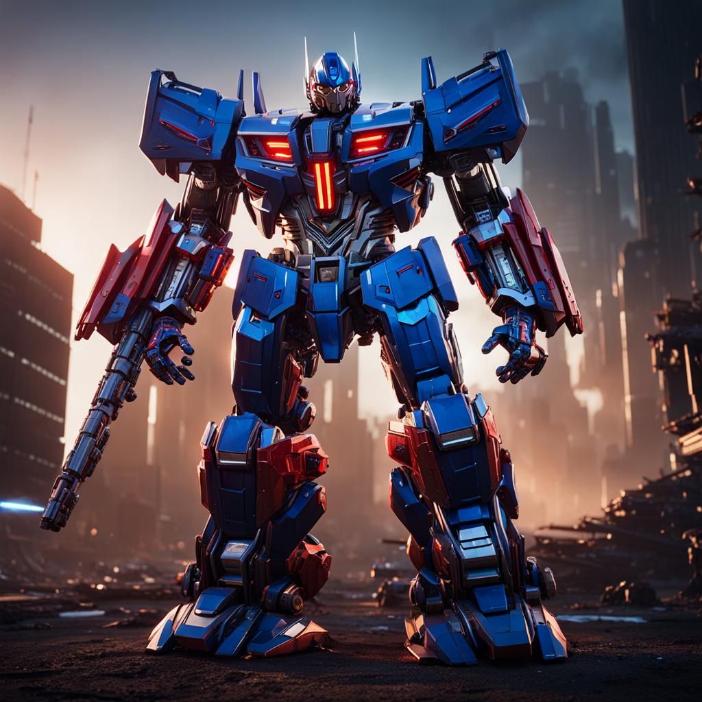 Optimus Prime: Intricate Mech Details in Sci-Fi Style